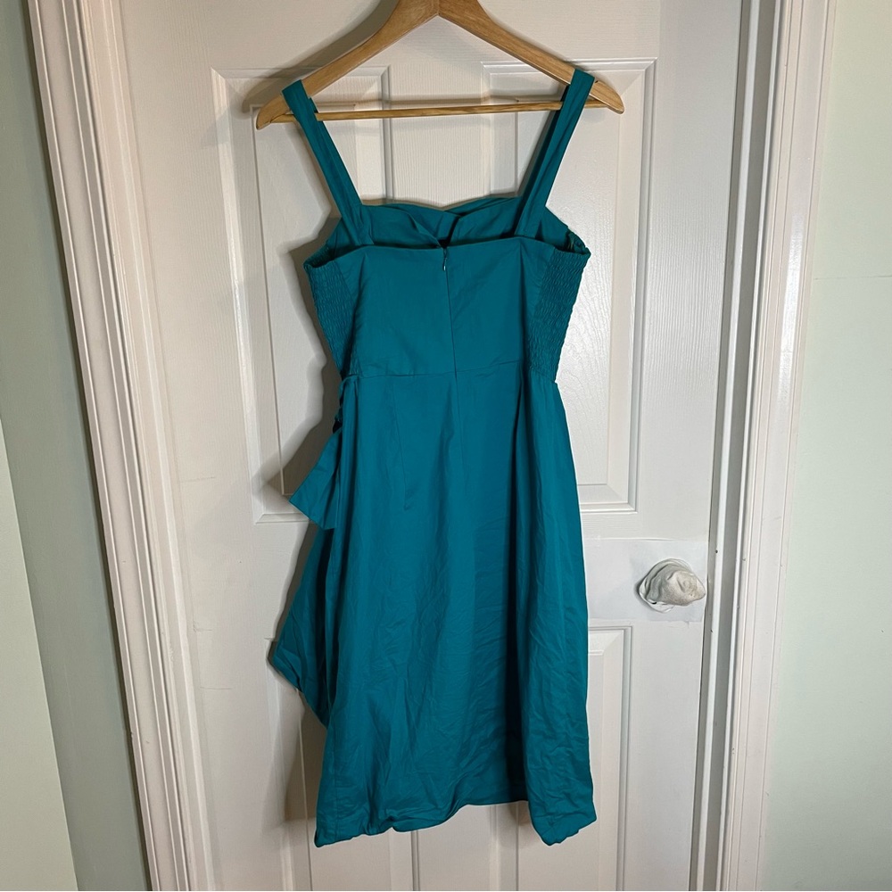 Trashy Diva Chic Asymmetrical Teal Dress with Flowy Hem Size 10 y2k academia - Picture 4 of 8
